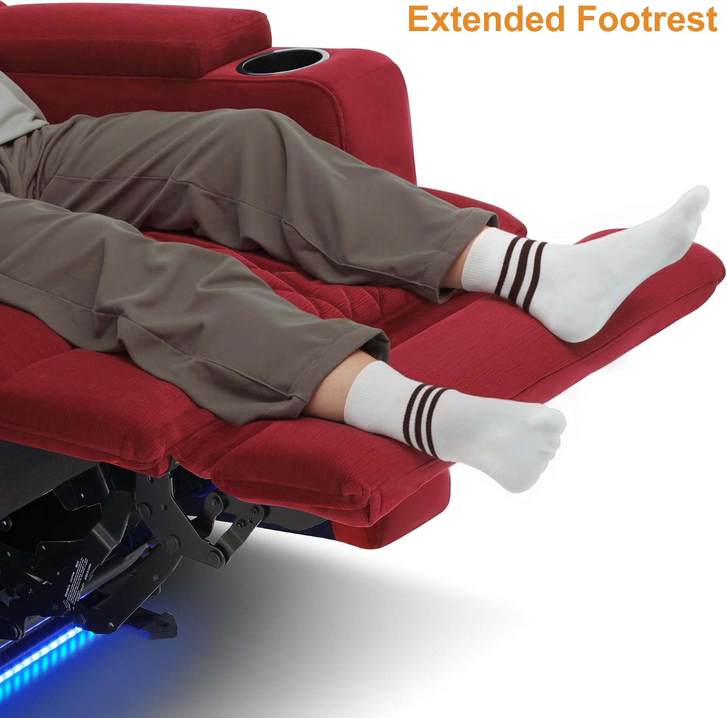 MCombo Zero Gravity Oversized Power Recliner Chair for Adults with Power Headrest & LED Light, Fabric Recliner Chair for Living Room & Home Theater, USB & Type C Port, Armrest Storage HTS401