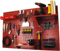 Wall Control Pegboard Organizer 4 ft. Metal Pegboard Standard Tool Storage Kit with Red Toolboard and Red Accessories