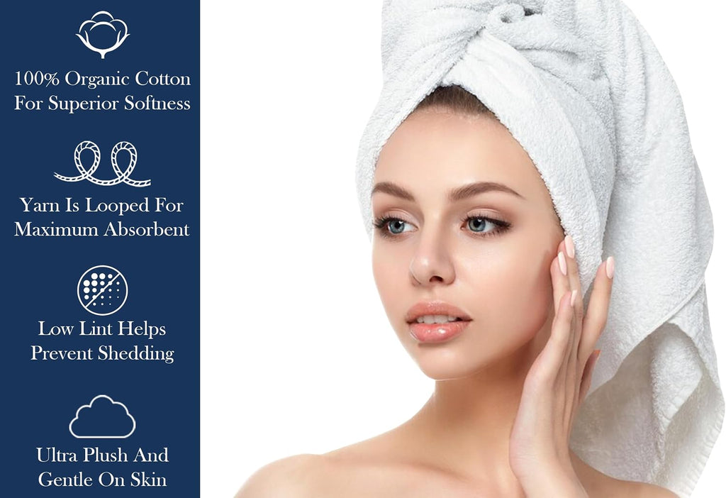 Organic Cotton Luxuriously Plush Towel 20 Piece Set |GOTS & Oeko-TEX Certified|Premium Hotel Quality Towels|Feather Touch Technology|650 GSM Long Staple|Soft, Quick Dry & Ultra-Absorbent