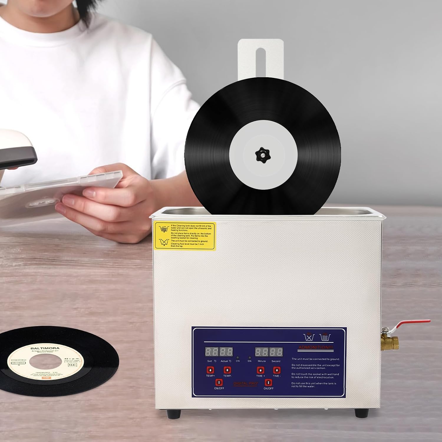 6.5L Ultrasonic Vinyl Cleaner, Record Cleaner Machine, 180W Heavy-Duty Cleaning System with Drying Rack & Accessories for Home, Studio, Vinyl Collections