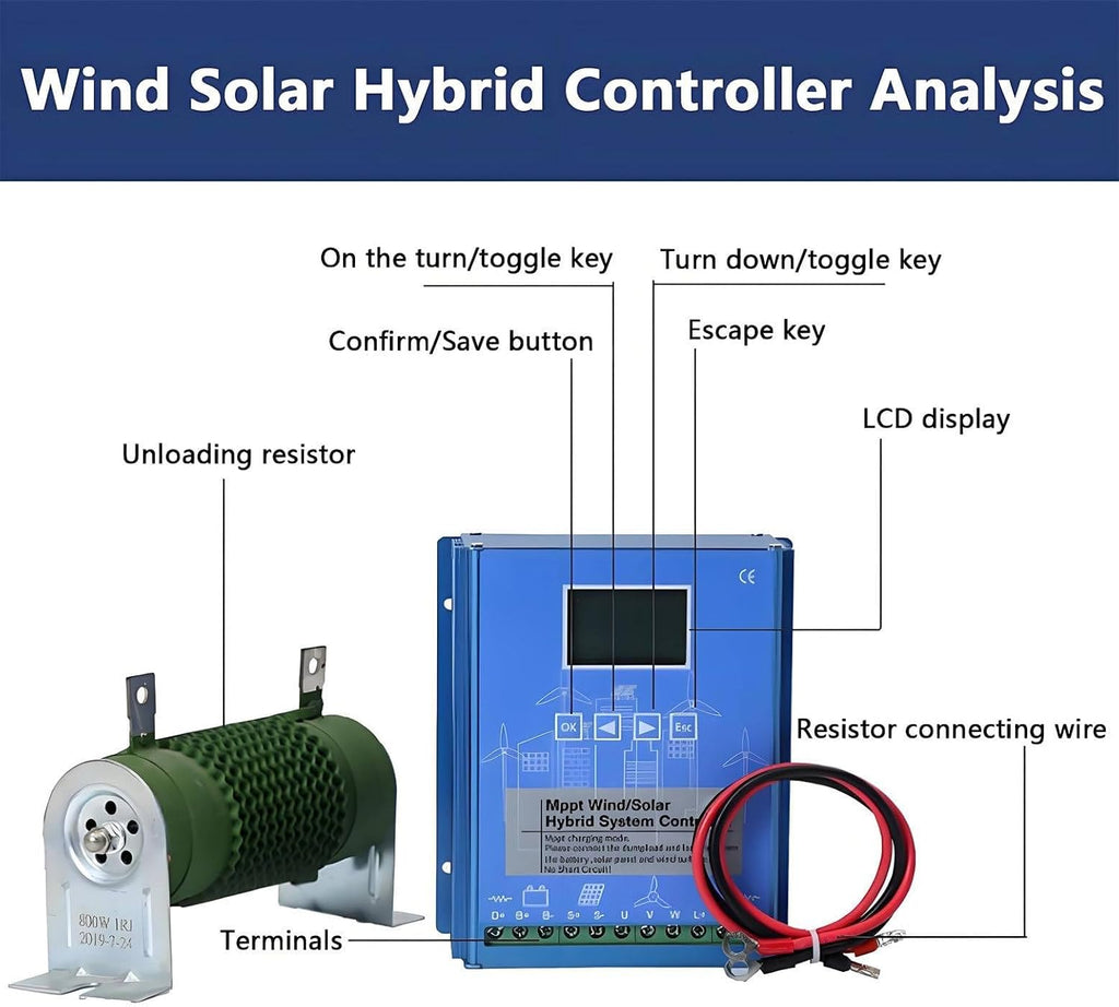 Wind Solar Hybrid Charge Controller 3000W-12000W 12V/24V/48V Auto Switch Regulator MPPT Wind Solar Hybrid Boost Controller for Wind Turbine Generator Charger Battery 48V-6000W
