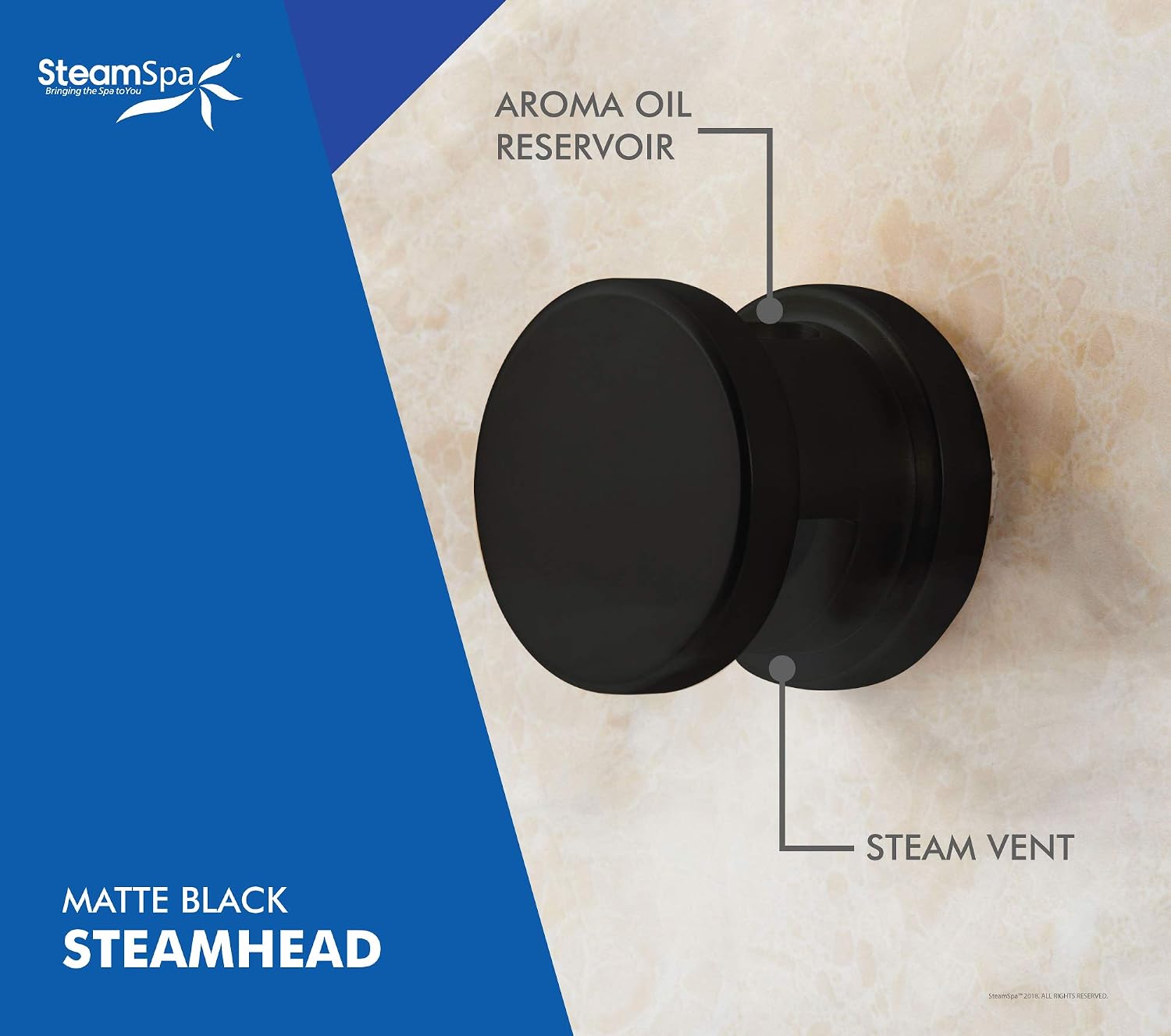 Generator with Quick Start Continuous Steam Technology, Wi-Fi, Bluetooth and Autodrain | 6kW Steam Generator with Black Steam Head with Aromatherapy Reservoir | RVB600BK-A