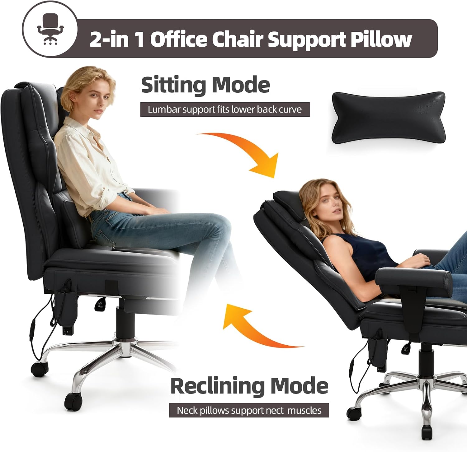 7-Point Massage Office Chair,Heated Manageral Chair,Ergonomic Executive Chair with Footrest,Adjustable Armrest，Computer Chair for Offices, Study Areas, Gaming Spaces,Black