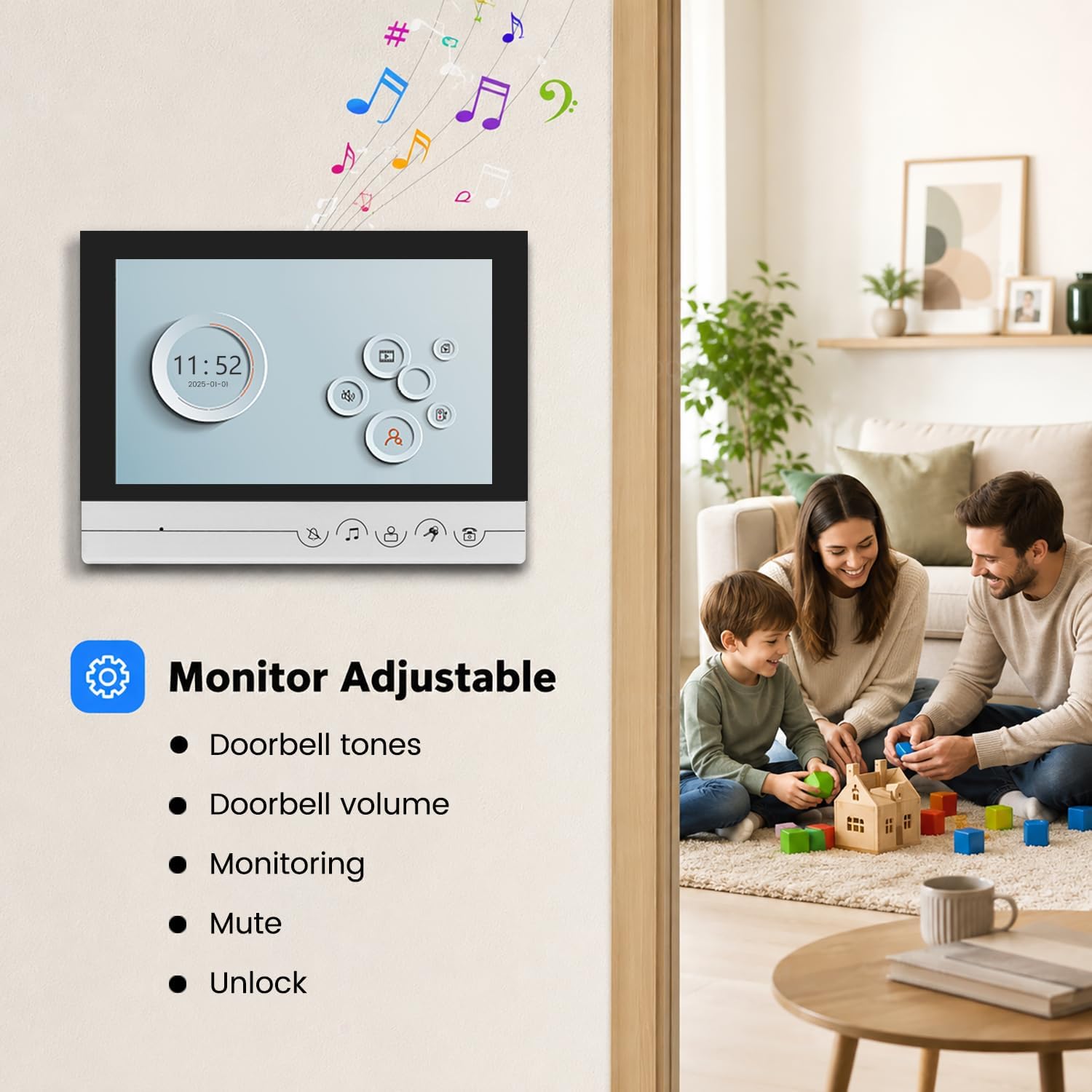 1080P Wired Video Doorbell Intercom System, 9 Inches Monitor Video Doorbell Door Phone Kits Support Unlock, Monitoring, Dual-Way Intercom for Villa Home Office Apartment, 1 Camera-2 Monitors