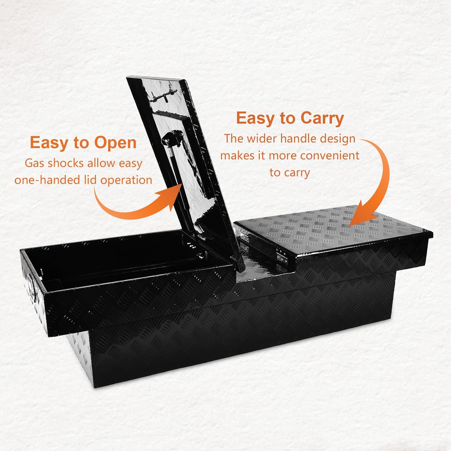 SSN 60 Inch Black Heavy-Wall Gull Wing Aluminum Truck Tool Box with 2 Locks,RigidCore Lids Pickup Truck Bed Tool Box for Storage and Organization