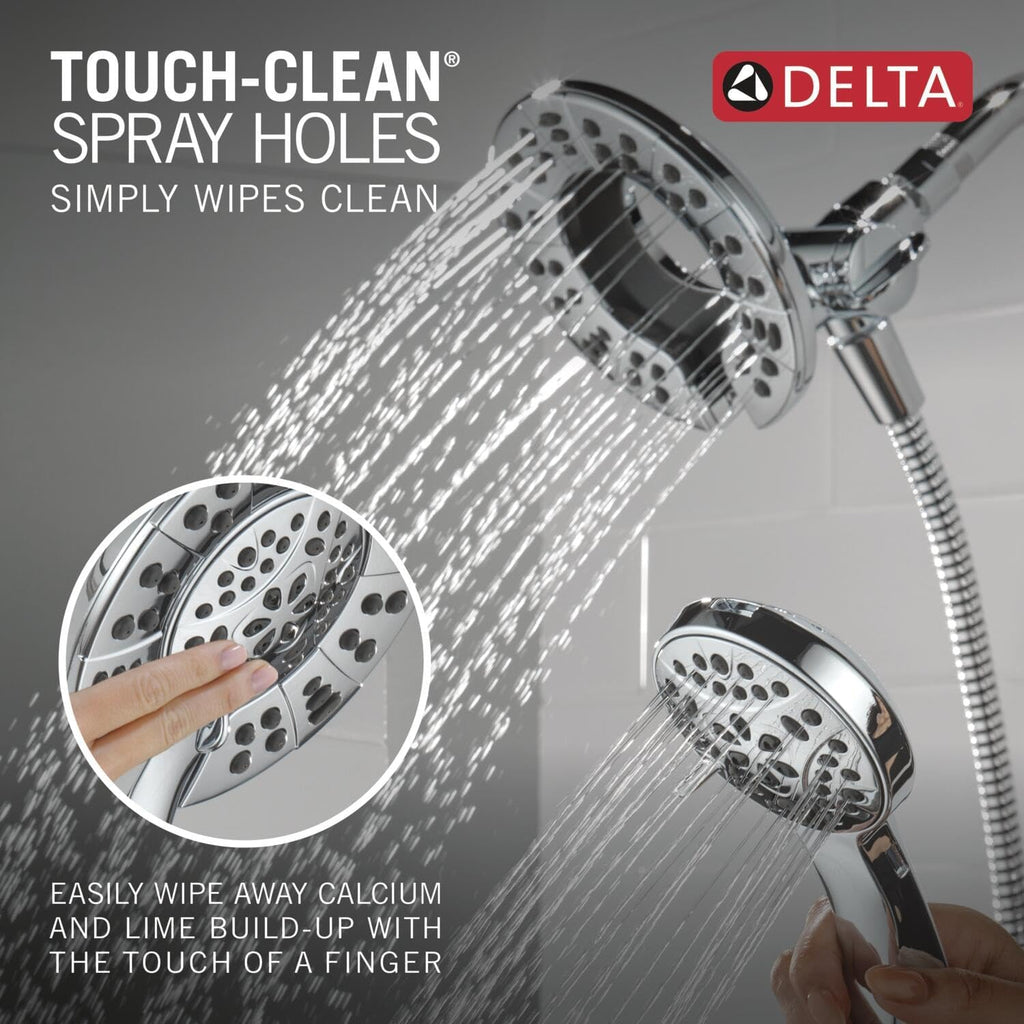 Delta Albion 14 Series Chrome Shower Faucet Set with In2ition 2-in-1 Dual Shower Head with HandHeld Spray Combo, Valve Trim Kit, Chrome T142855-I (Valve Not Included)