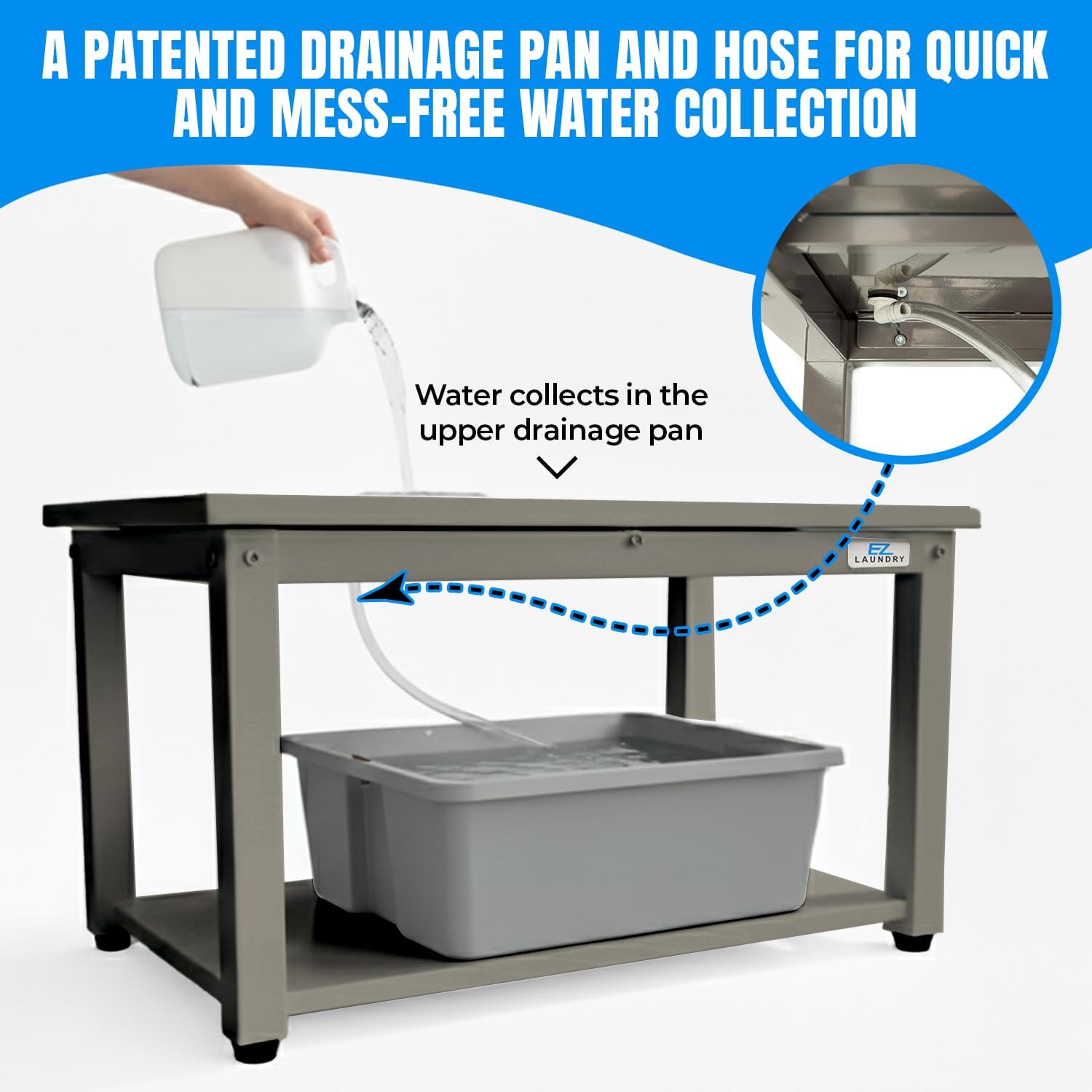 Washer and Dryer Pedestal - 27' W, 16' H, Gray Steel Universal Fit with Major Brands, Leak-Proof Laundry Pedestal with Drain Pan & Hose, Washer and Dryer Stand for Back Pain Relief, 800 lbs Capacity
