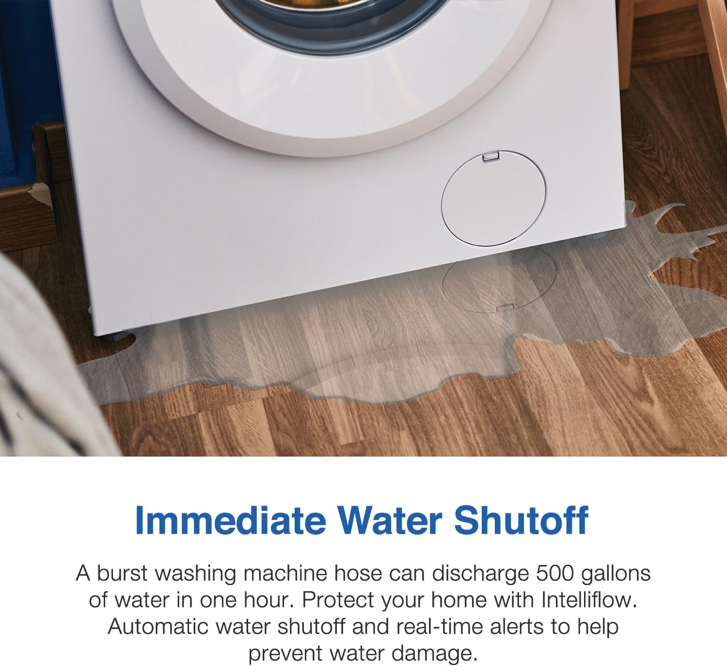 Watts A2C-SC Series Intelliflow 1/2' Washing Machine Smart Water Shutoff Valve with Leak Sensor, Inlet Adapters, Without Wall Box, Automated Flood Detection with Real-Time Text and E-Mail Alerts