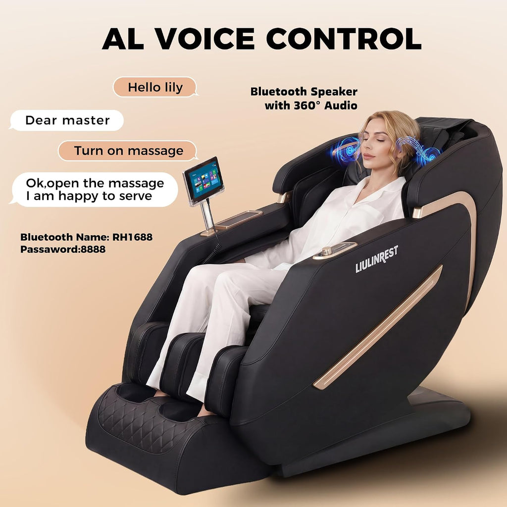 2026 4D Massage Chair Full Body, Zero Gravity Massage Chair with SL-Track & Heating, Massage Shiatsu Recliner Chair with Smart Voice Control, Touchable Screen, Airbags, Foot Rollers (BLACK)