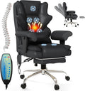 7-Point Massage Office Chair,Heated Manageral Chair,Ergonomic Executive Chair with Footrest,Adjustable Armrest，Computer Chair for Offices, Study Areas, Gaming Spaces,Black