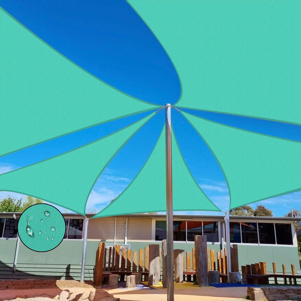 Sun Shade Sail Waterproof,UV Block Lake Blue Triangle 12' x 12' x 12' Shade Sails,for Outdoor Pergola Carport Awning Yard Activities
