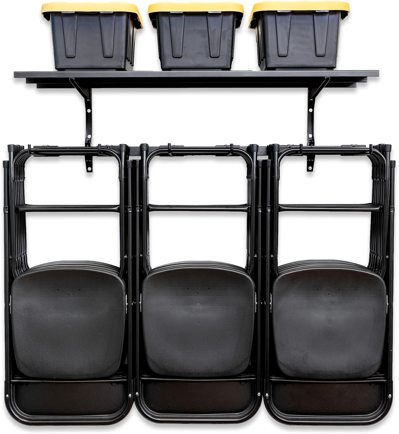 StoreYourBoard Chair Storage Rack with Storage Shelf – Folding Chair Rack for Home & Garage Organization, Chair Hangers for Folding, Beach, Patio & Camping Chairs, Heavy Duty Steel, Holds 300 lbs