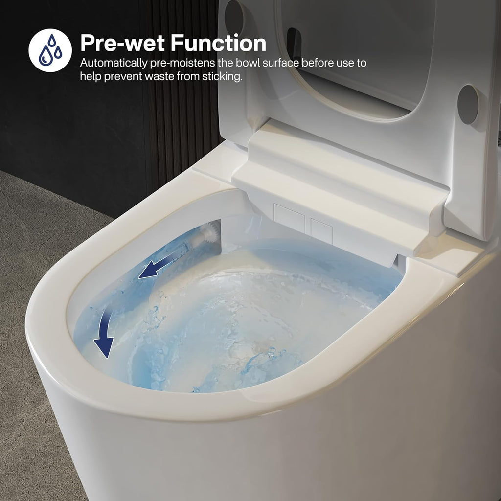 Smart Toilet, Eridanus One Piece Bidet Toilet for Bathroom, Toilet with Heated Bidet Seat, Adjustable Warm Water Wash & Dryer, Foot Sensor Flush, Tankless Toilet with LED Display, White