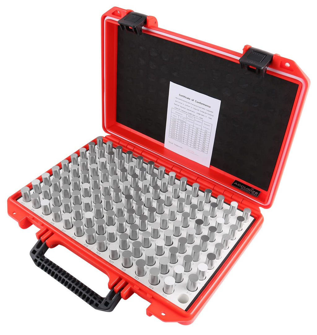 Accusize Industrial Tools 0.501'' to 0.625'' Minus Class Zz Pin Gauge Set, 125 Pcs/Set, 2'' Overall Length, M3(-)