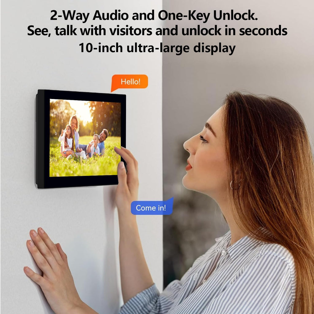 Intercoms Wireless for Home, Video intercom System for Home,1080P doorbell Camera, Smart Video Doorbell with 10-inch Monitor, Video Intercom Two-Way Audio, Tuya App, Night Vision (Silvery)