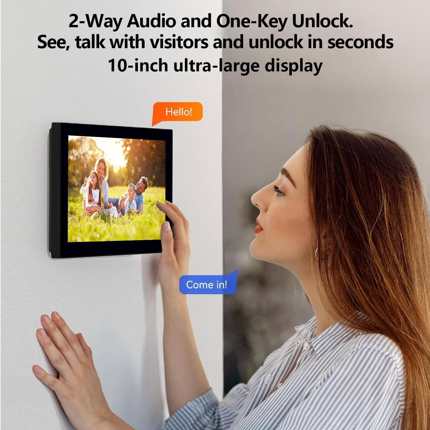 Intercoms Wireless for Home, Video intercom System for Home,1080P doorbell Camera, Smart Video Doorbell with 10-inch Monitor, Video Intercom Two-Way Audio, Tuya App, Night Vision (Silvery)