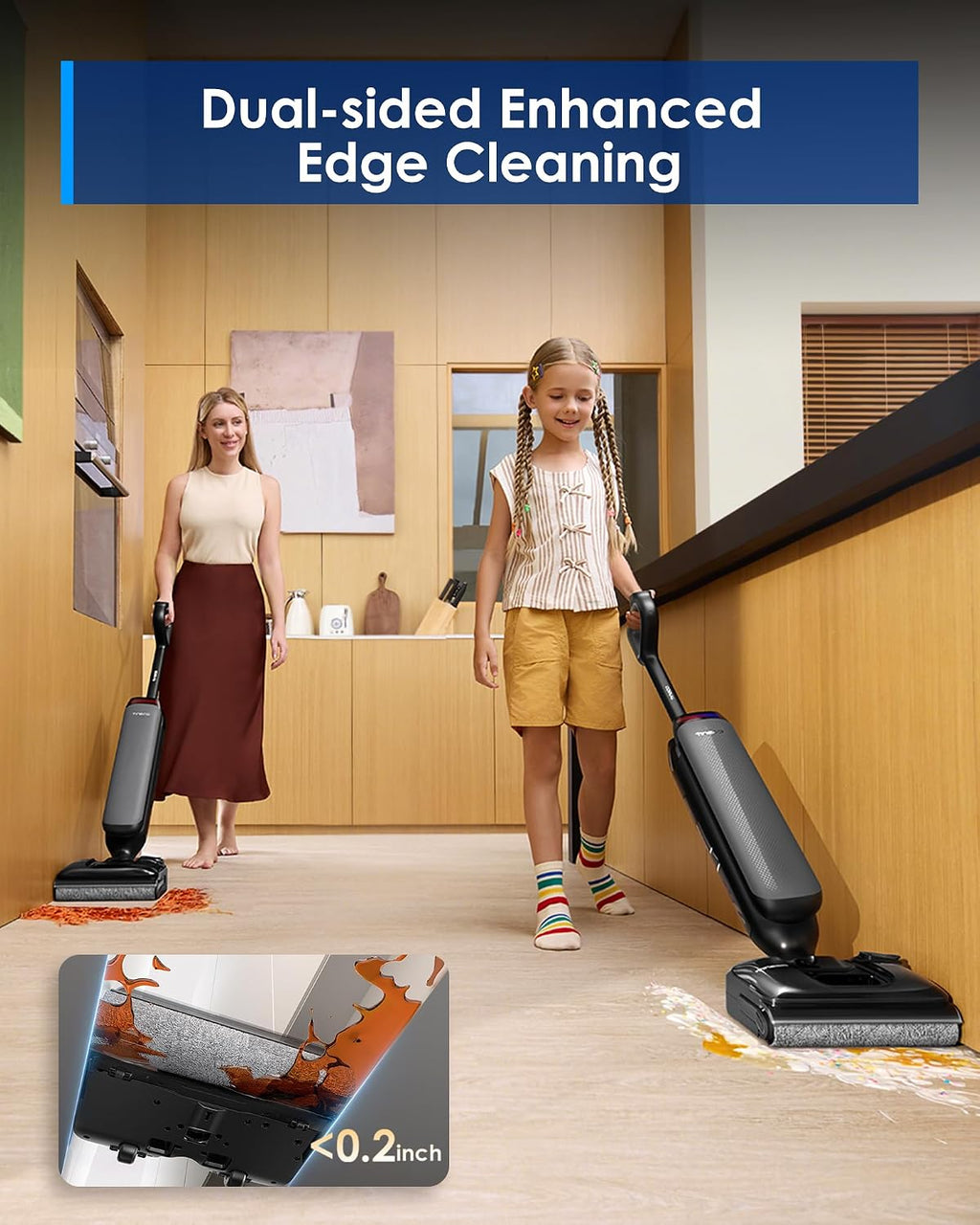 Tineco Wet Dry Vacuum Cleaner 22kPa Suction Floor Cleaner Mop, 50 Min Runtime, iLoop Smart Sensor, DualBlock Anti-Tangle Design, 185℉ Flashdry, Dual-Edge Cleaning, 180° Lay-Flat, Floor One S7 Artist