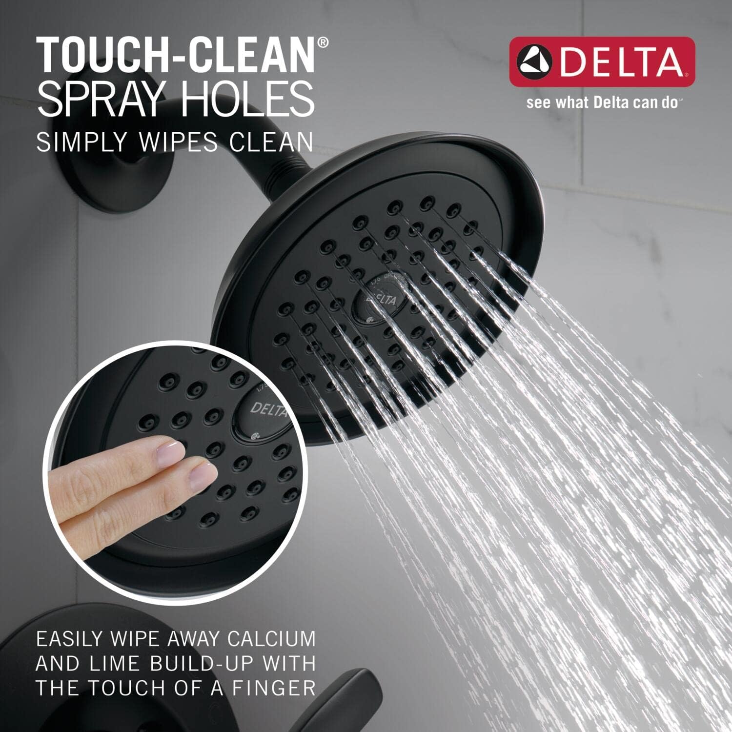 Delta Faucet Woodhurst 14 Series Single-Handle Matte Black Tub and Shower Faucet, Shower Trim Kit with Single-Spray Matte Black Shower Head, Matte Black T14432-BL (Valve Not Included)