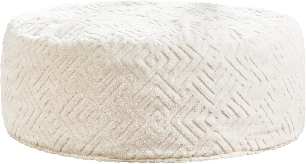 Hobestluk Bean Bag Chairs Adults Beanbag Chair with Filler Large Bean Bags with Fluffy Embossed Cover, Giant Bean Bag Chairs for Adults (White, 6FT - 70' x 70' x 15')