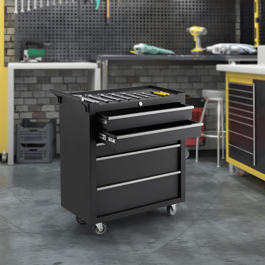 5-Drawer Rolling Tool Chest, Rolling Tool Box with Wheels and Lock System, Portable Mobile Tool Storage Cabinet for Garage, Workshop, Mechanics and Repair Room