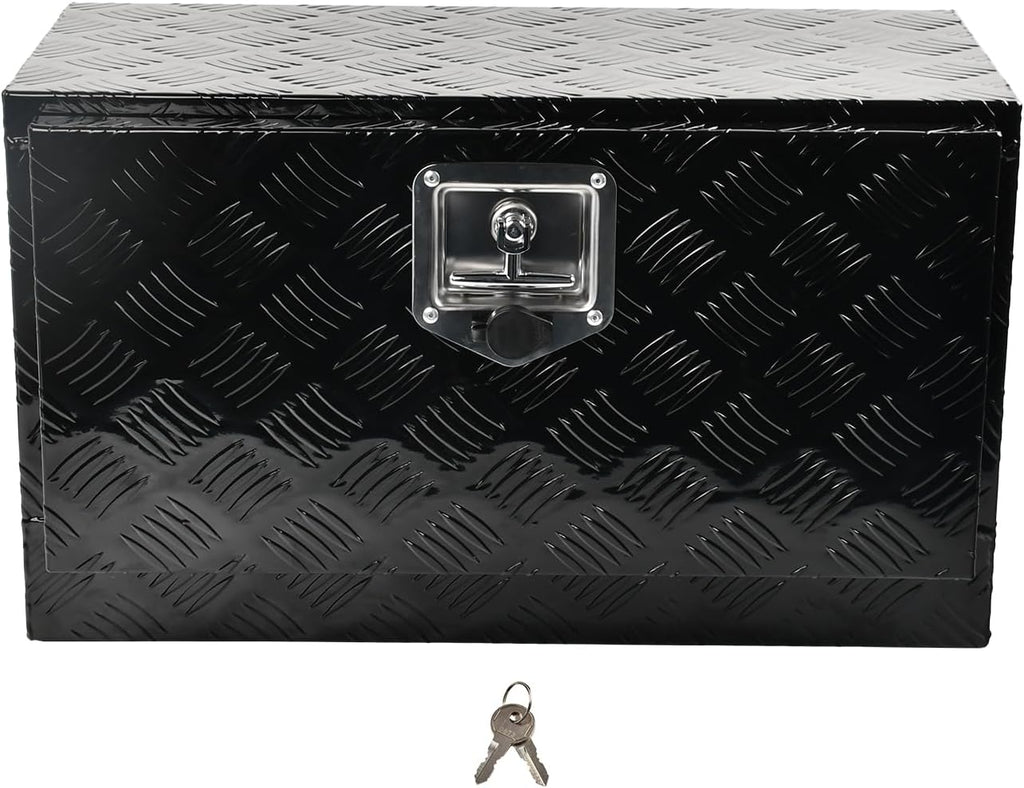 24'' Inch Aluminum Underbody Truck Box with T-Handle Latch,14 x 12 x 24 Inch Underbed Toolbox With Durable Lock Silver For Storage And Organization