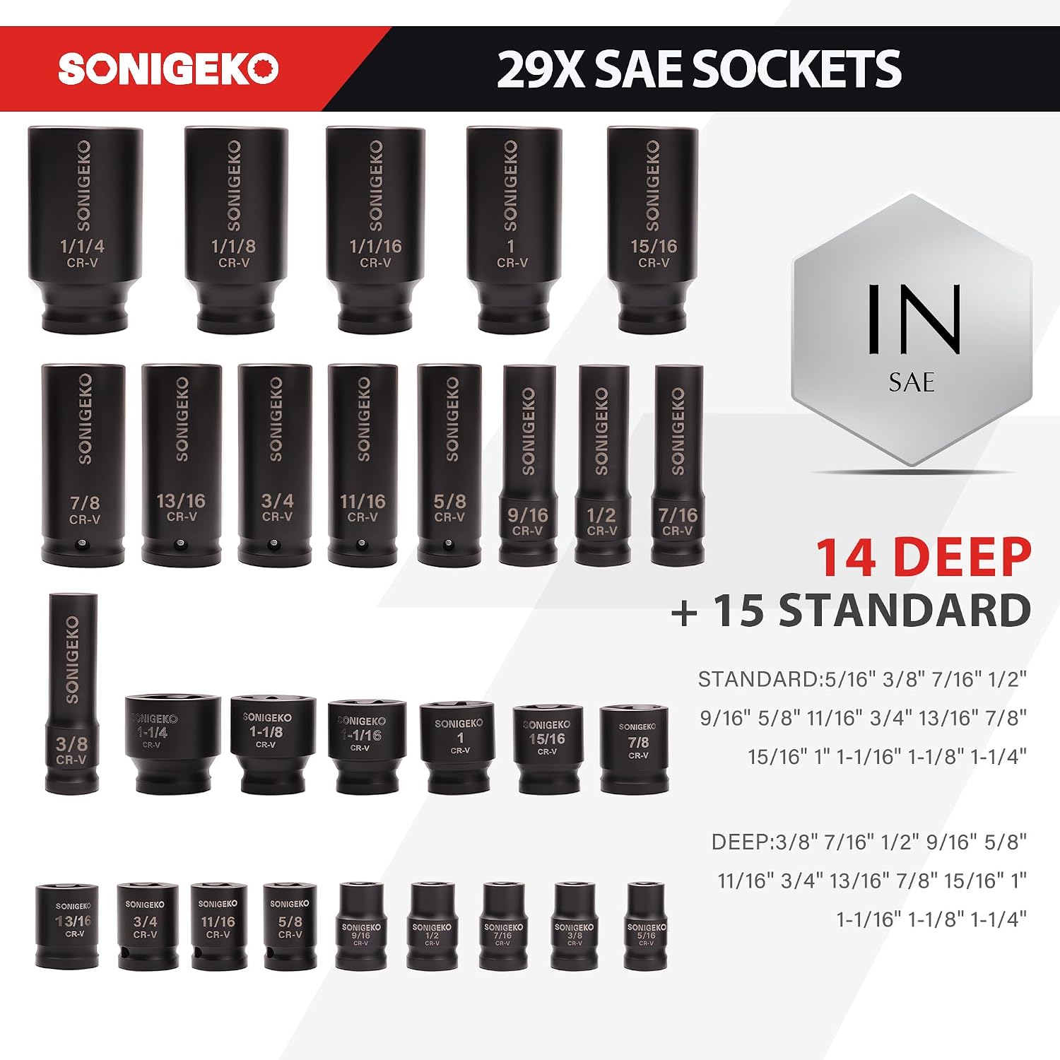 70-Piece 1/2' Drive Impact Socket Set, Cr-V Steel, Standard SAE & Metric Sockets with Ratchet Handle, Extension Bar, Adapters, and Storage Case