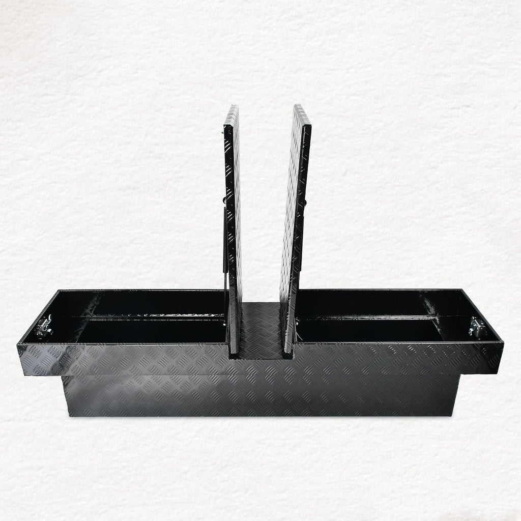SSN 72 Inch Black Heavy-Wall Gull Wing Aluminum Truck Tool Box with 2 Locks,RigidCore Lids Pickup Truck Bed Tool Box for Storage and Organization