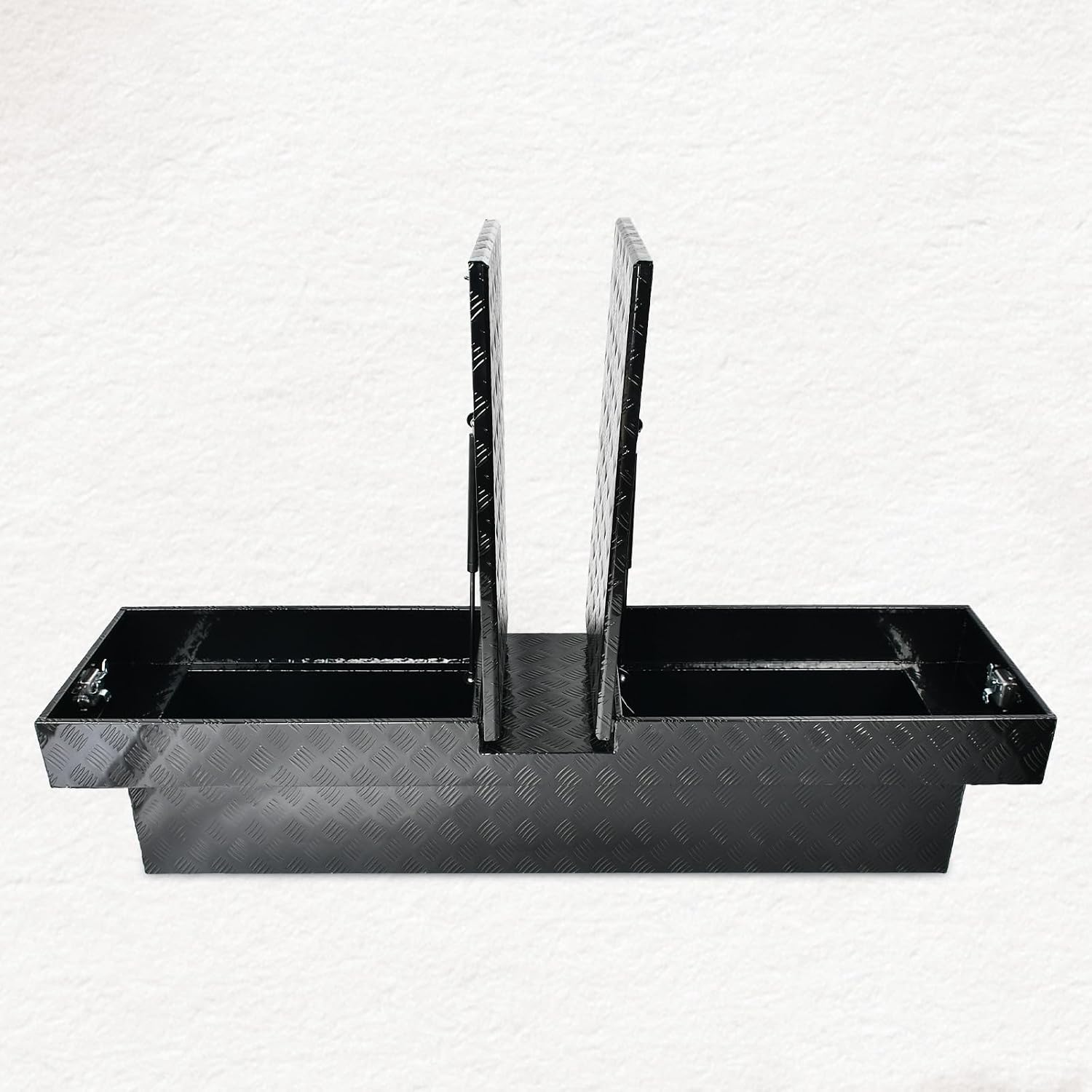 SSN 72 Inch Black Heavy-Wall Gull Wing Aluminum Truck Tool Box with 2 Locks,RigidCore Lids Pickup Truck Bed Tool Box for Storage and Organization