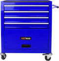 4-Drawer Tool Cart on Wheels, Drawers Rolling Tool Chest with 1 Cabinet, Mobile Trolley Organizer Tools Box with Locking Wheels & Ball Bearing Drawers for Garage,Warehouse,Repair Shop (Blue)