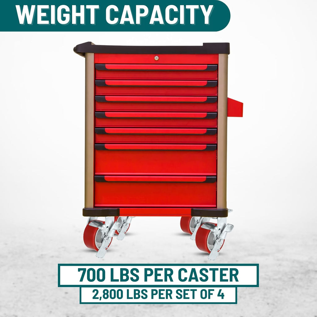 4' X 2' Swivel Casters Heavy Duty Polyurethane Wheel on Steel Hub with Brake 700LB Ea (4) Tool Box