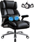750lbs Heavy Duty Desk Chair with 3D Kneading Massage, Big and Tall Office Chairs with Ergonomic Support, 3D Armrests, 5 Quiet Dual Rubber Wheel, Thick Pocket Spring Cushion(Black, PU)