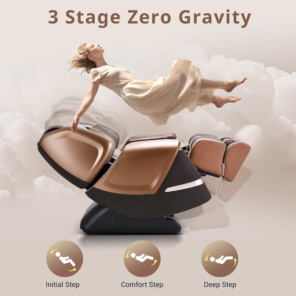 MYNTA 2025 4D Massage Chair for Full Body, 4D+2D Dual Mechanism with Waist & Shawl Heating, Zero Gravity Recliner Foot & Calf Massage, Extended SL-Track, Music Sync with Hi-Fi Bluetooth Speaker