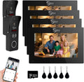 Wired Video Doorbell Intercom System 1080P HD Camera 7 inch Monitor Entry Doorphone Door Camera TUYA WiFi Smart Home Door Phone Kits for Apartment Home Villa (2 Doorbell + 4 Monitor)