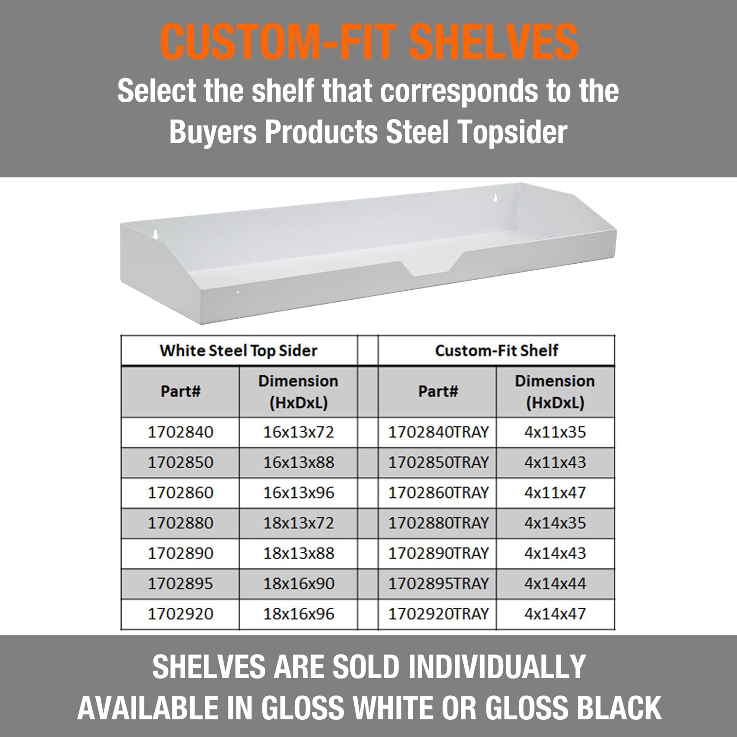 Buyers Products 1702840 White Steel Topsider Truck Box With T-Handle Latch, 16 x 13 x 72 Inch, Truck Tool Box For Storage And Organization, Lockable Tool Chest For Work Trucks