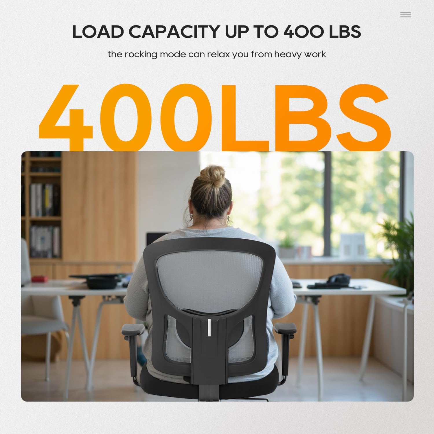 BestOffice Big & Tall Office Chair, 400 lb Capacity Mesh Desk Seating with Lumbar Support, Wide Seat, Adjustable Arms, Rolling Swivel High-Back Ergonomic Executive Task Model for Home Office, White
