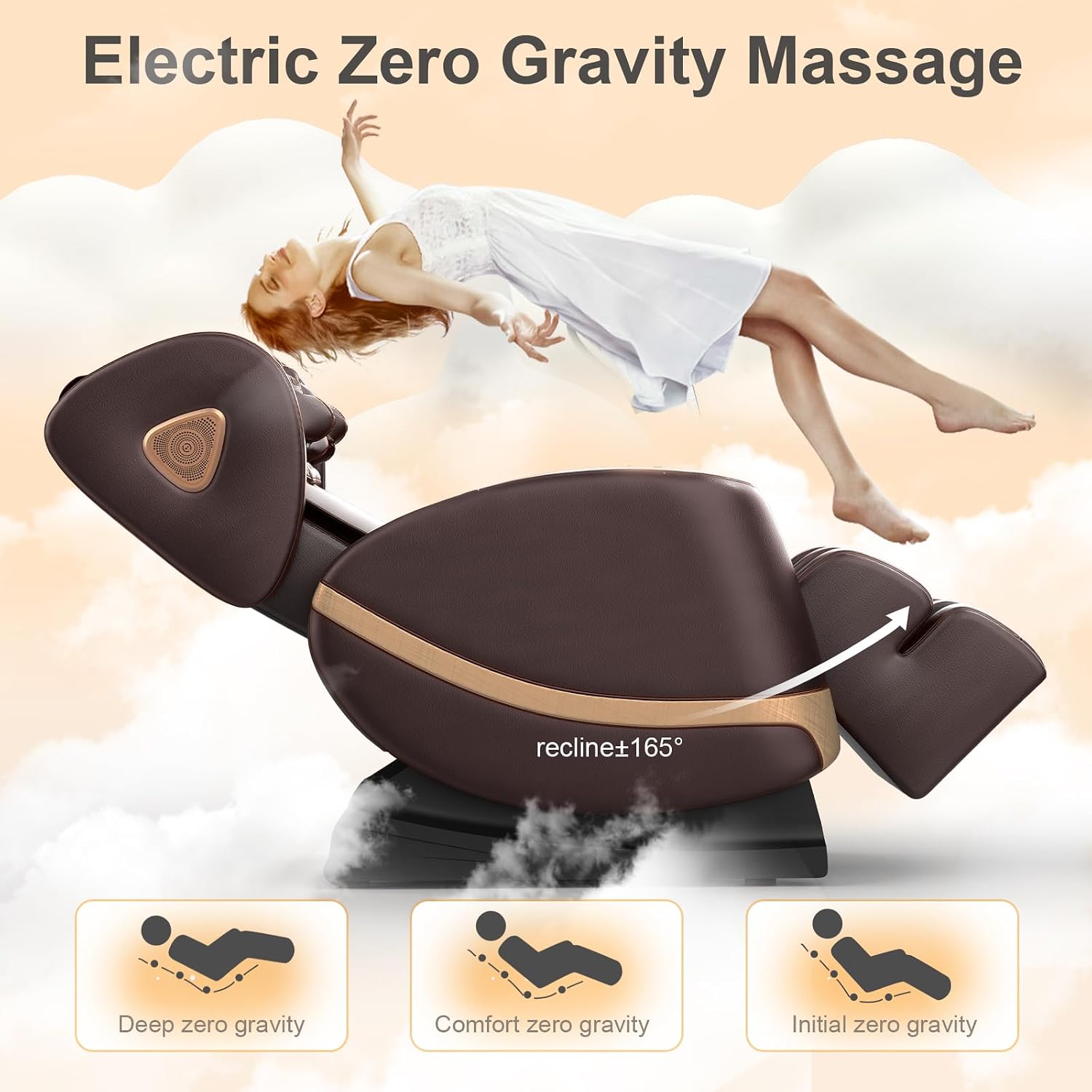 FURNIMAT 2026 Massage Chair Full Body, Zero Gravity Massage Chair with 10 Fix Rollers, Airbags, Heating, Foot Massage, Auto Modes, Bluetooth Speaker, Smart Screen Controller(Brown Premium)