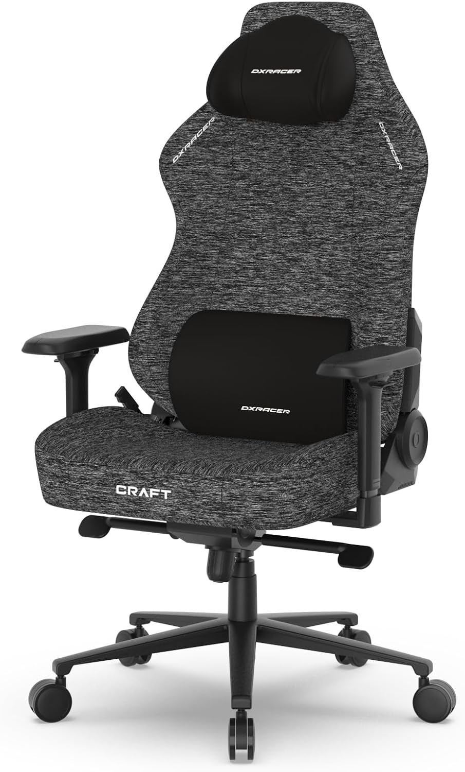 DXRacer Craft XL Video Gaming Chair for Adults, Ergonomic Office Reclining Computer Chair with Magnetic Head Pillow and Lumbar Support, Racing Style Height Adjustable (Woven Fabric, Gray)