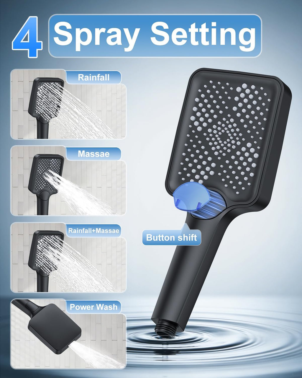 Matte Black 13-Inch Rainfall Shower System - Premium Shower Head & Handheld Sprayer, Complete Bathroom Set with Faucet Mixer Trim Kit & Valve