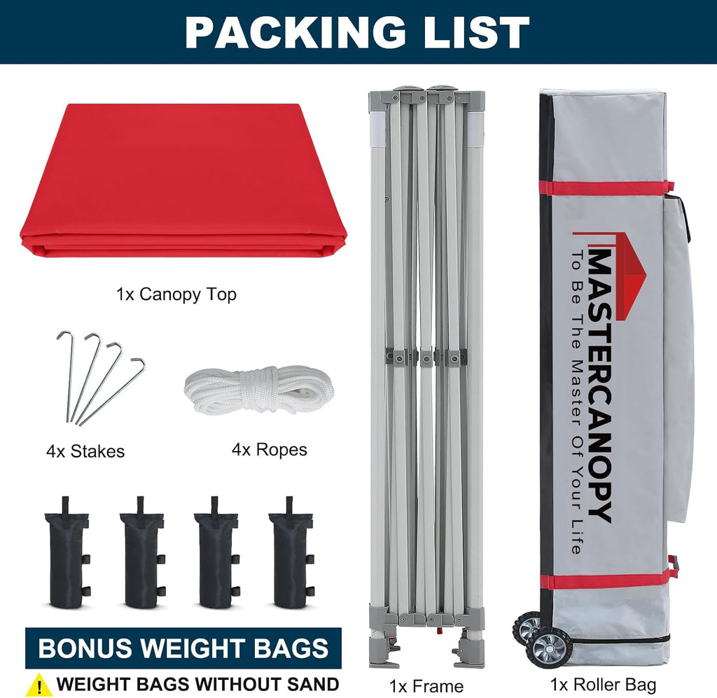 MASTERCANOPY Pop Up Canopy Tent Commercial Grade 10x15 Instant Shelter (Red)