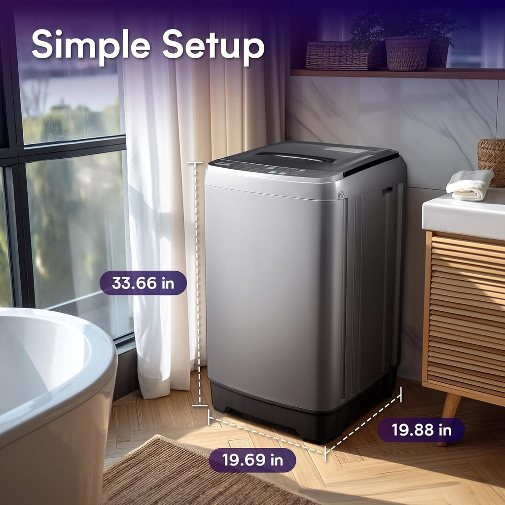 Anypro Portable Washing Machines 17.8LBS Full Automatic Clothes Washer and Spinner Combo with 10 Programs and 8 Water Levels, Compact Laundry Wash Spin Dryer for Apartment RV Dorm Home, Grey