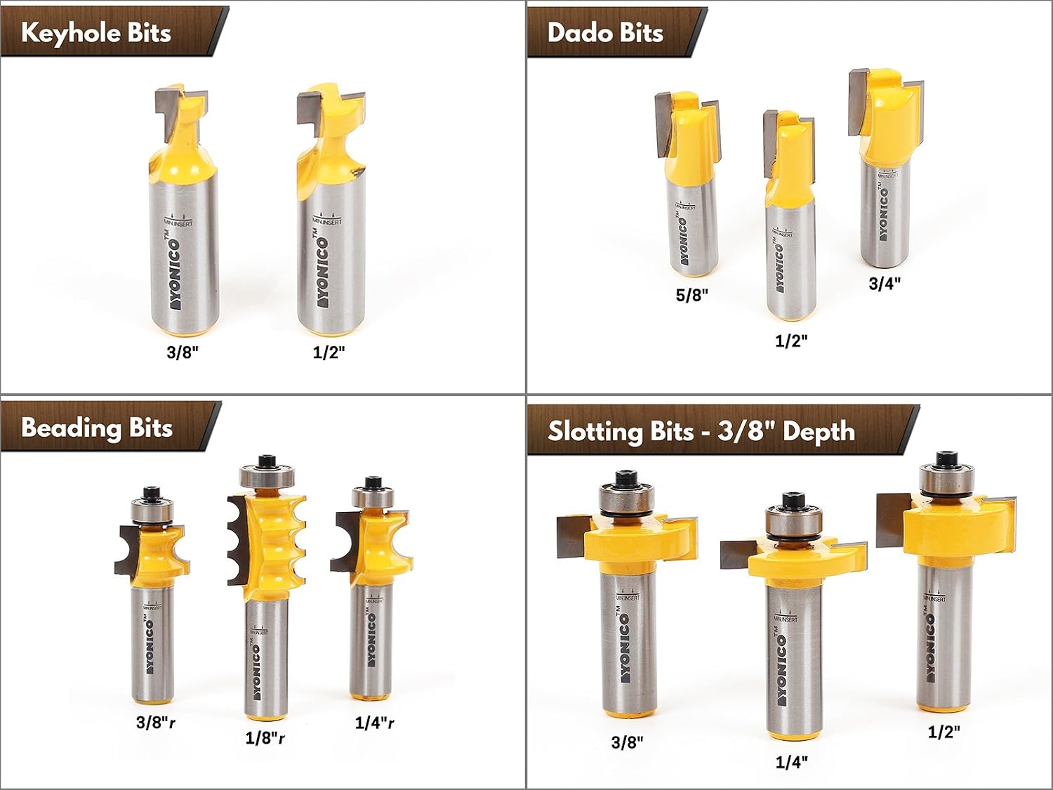 YONICO 70 Piece Router Bits 1/2 Shank- Tungsten Carbide Router Bit Set | Professional Wood Router Bits 17702