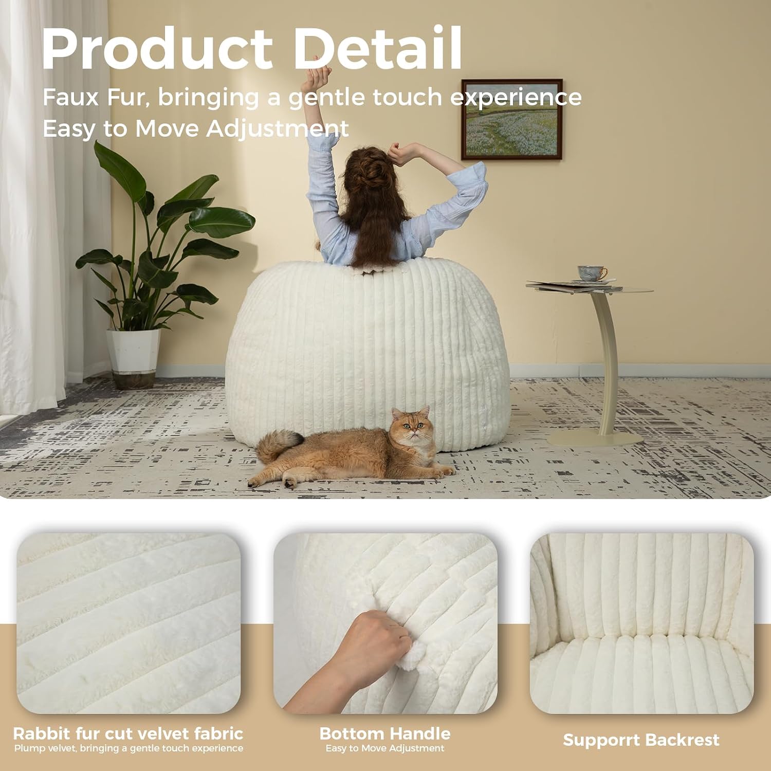 EBENCHICO Bean Bag Chair for Adults and Teens, Comfy Cozy Bean Bag Chairs,Beanbag Chair for Dorm Lazy Couch Sofa Chair Living Room Gaming,Reading