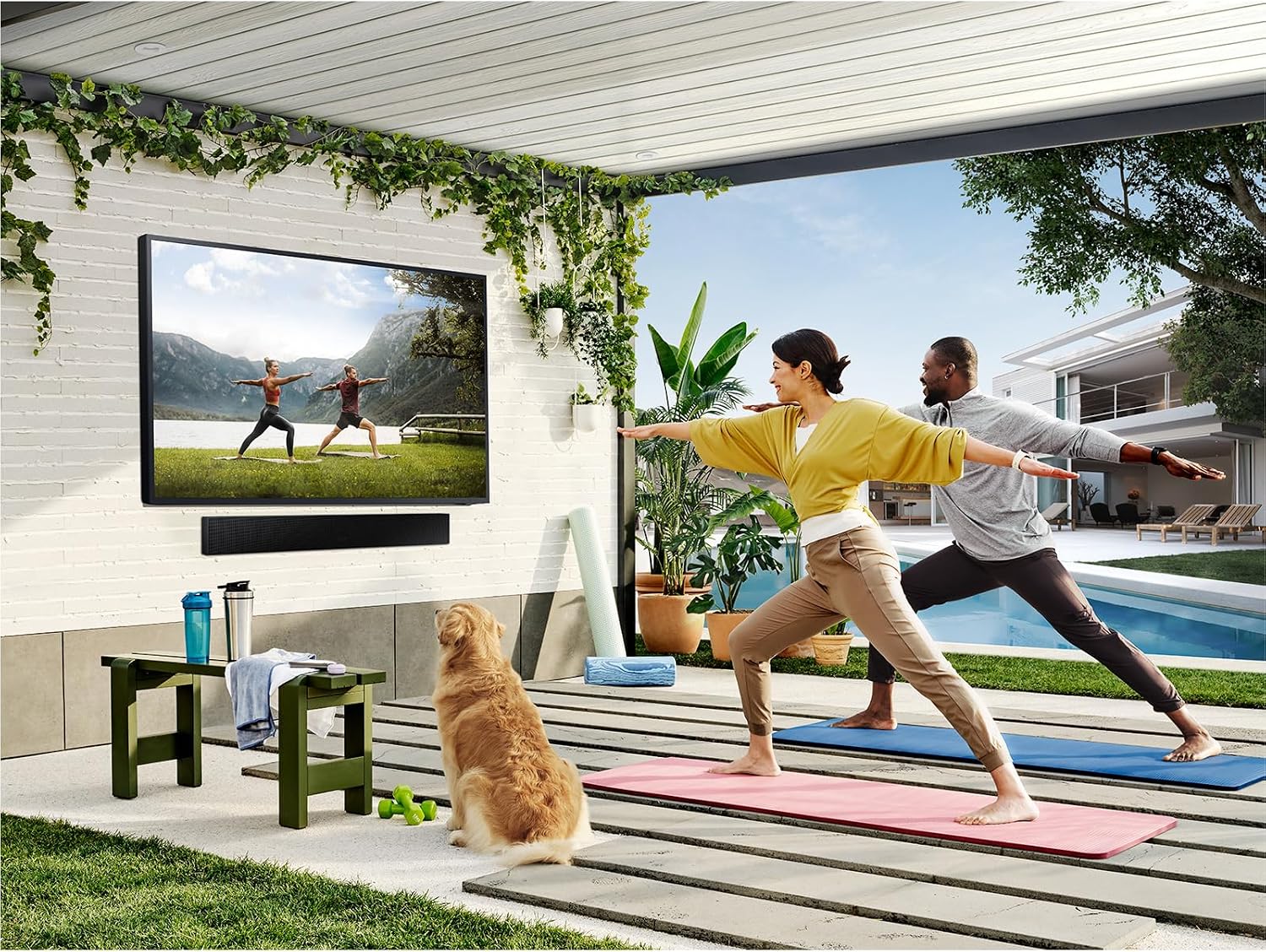 SAMSUNG 55-Inch Class Neo QLED 4K The Terrace Partial Sun, Quantum HDR+ (QN55LST7DAFXZA, 2024 Model) + SAMSUNG 55-Inch The Terrace Outdoor Smart TV Dust Cover with Protective Lining, VG-SDCC55G