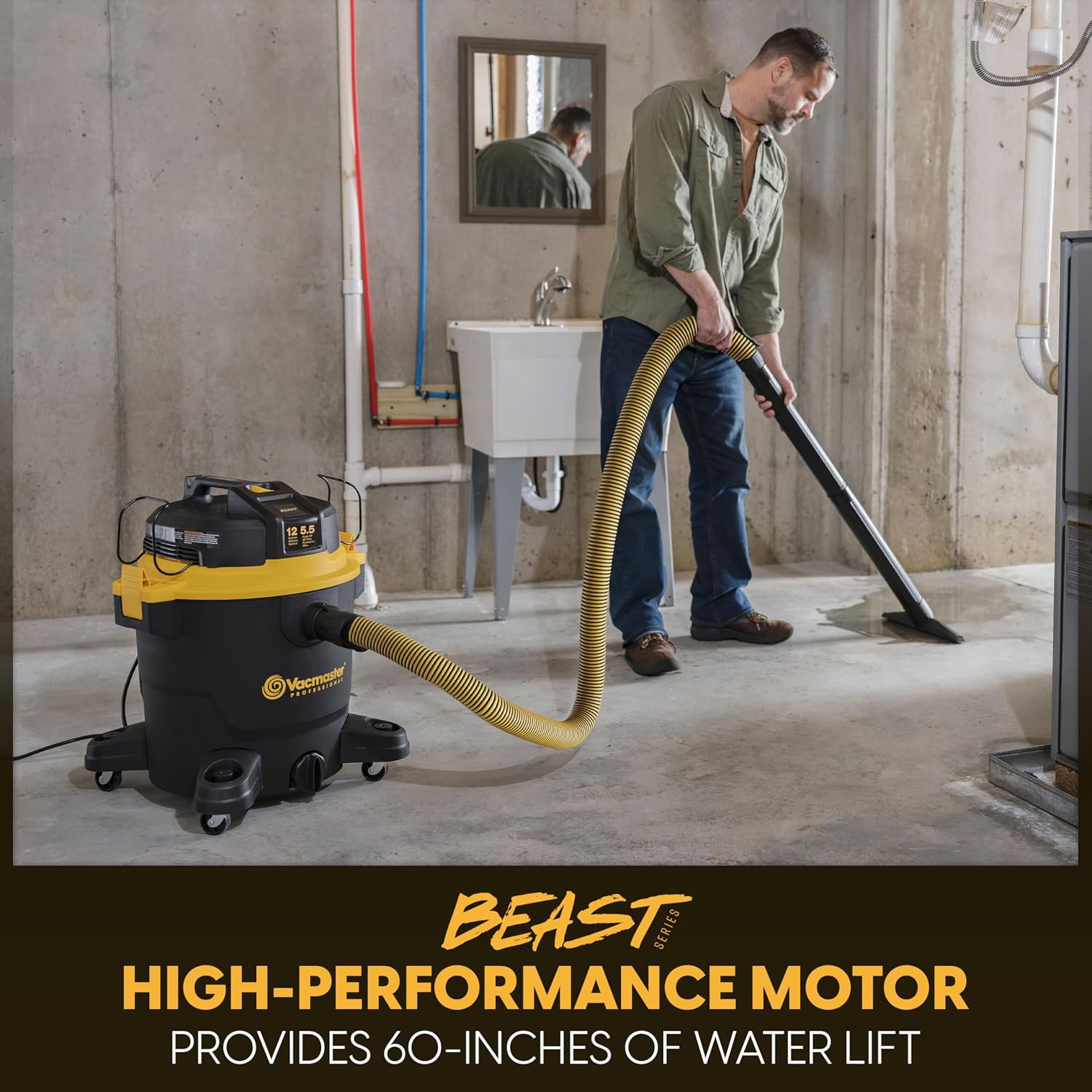 Vacmaster Professional Beast Series 12-Gallon 5.5 Peak HP Wet/Dry Vacuum- VJH1211 PF 0205