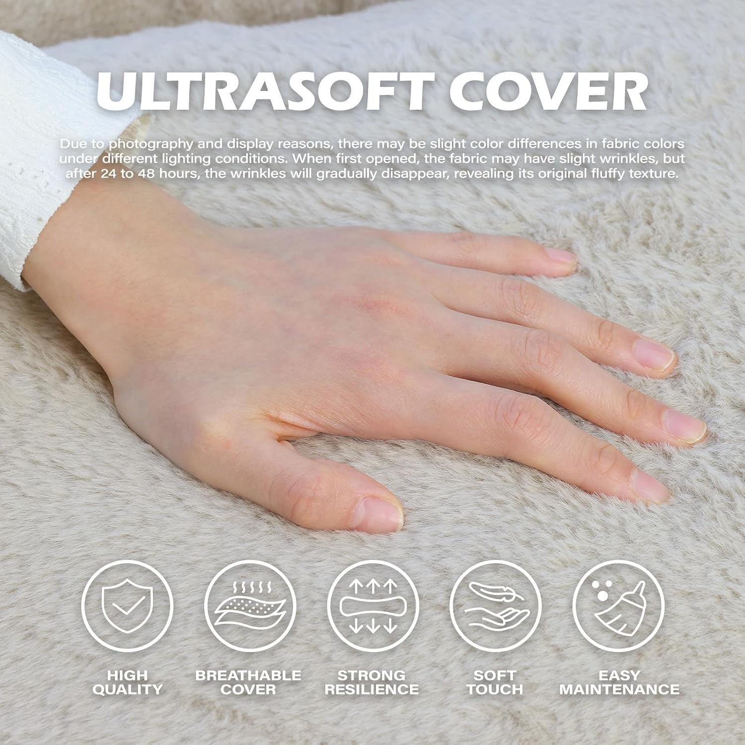 Giant Bean Bag Chair for Adults, Teens and Kids, Cozy Fluffy Corduroy Beanbag Chair with Filler, Large Floor Lounge Sofa for Living Room, Bedroom, Dorm, Gaming and Reading(L-Champagne)