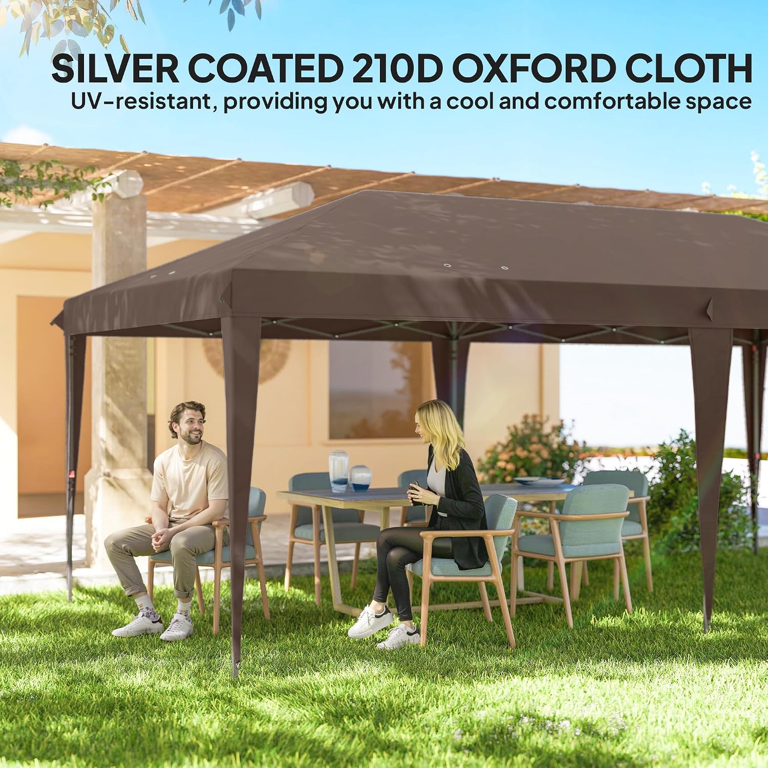 Outsunny 10' x 20' Pop Up Canopy Tent with 4 Sidewalls, Outdoor Portable Instant Canopy Shelter for Parties, Outdoor Instant Gazebo with Carry Bag for Garden, Patio, Coffee