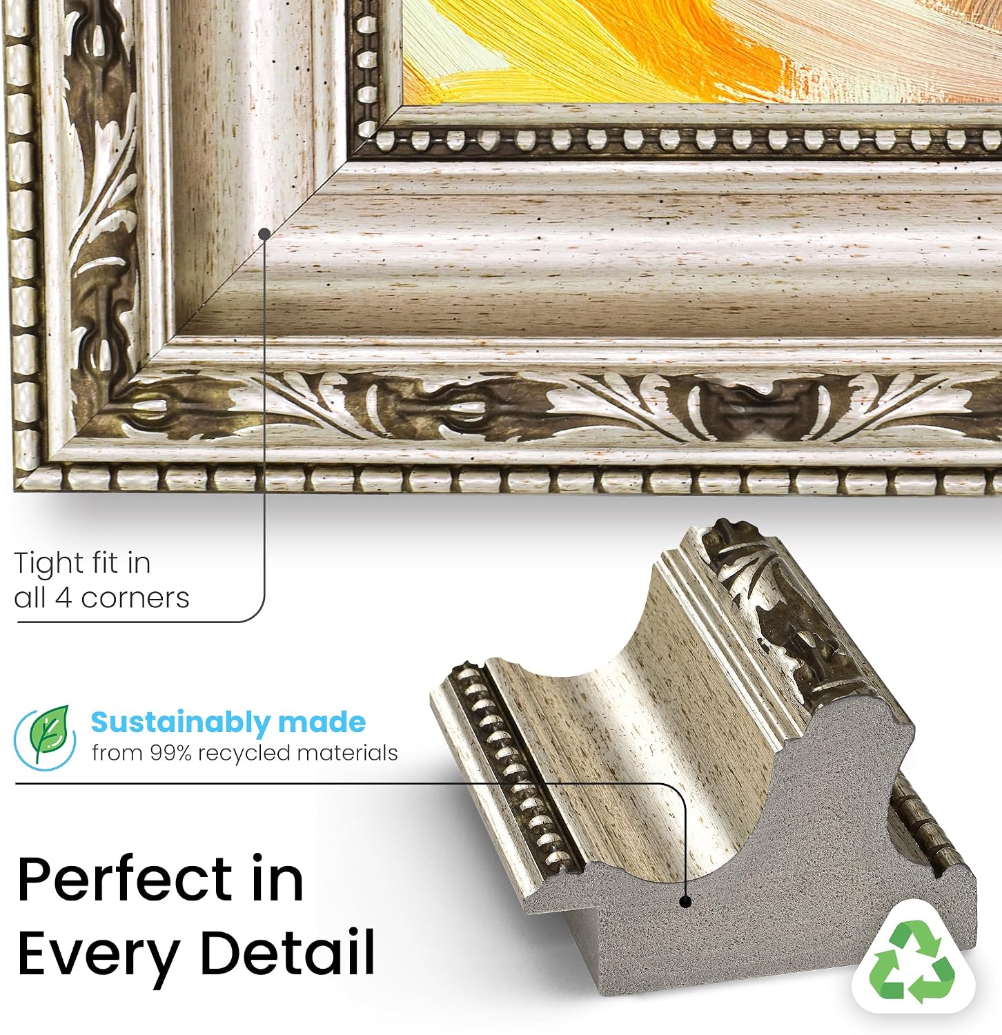 Ornate Silver 50' Premiere Deco TV Frame - Compatible ONLY with Samsung The Frame TVs (Fits 2021-2026, LS03A, LS03B, LS03C, LS03D, LS03FA)