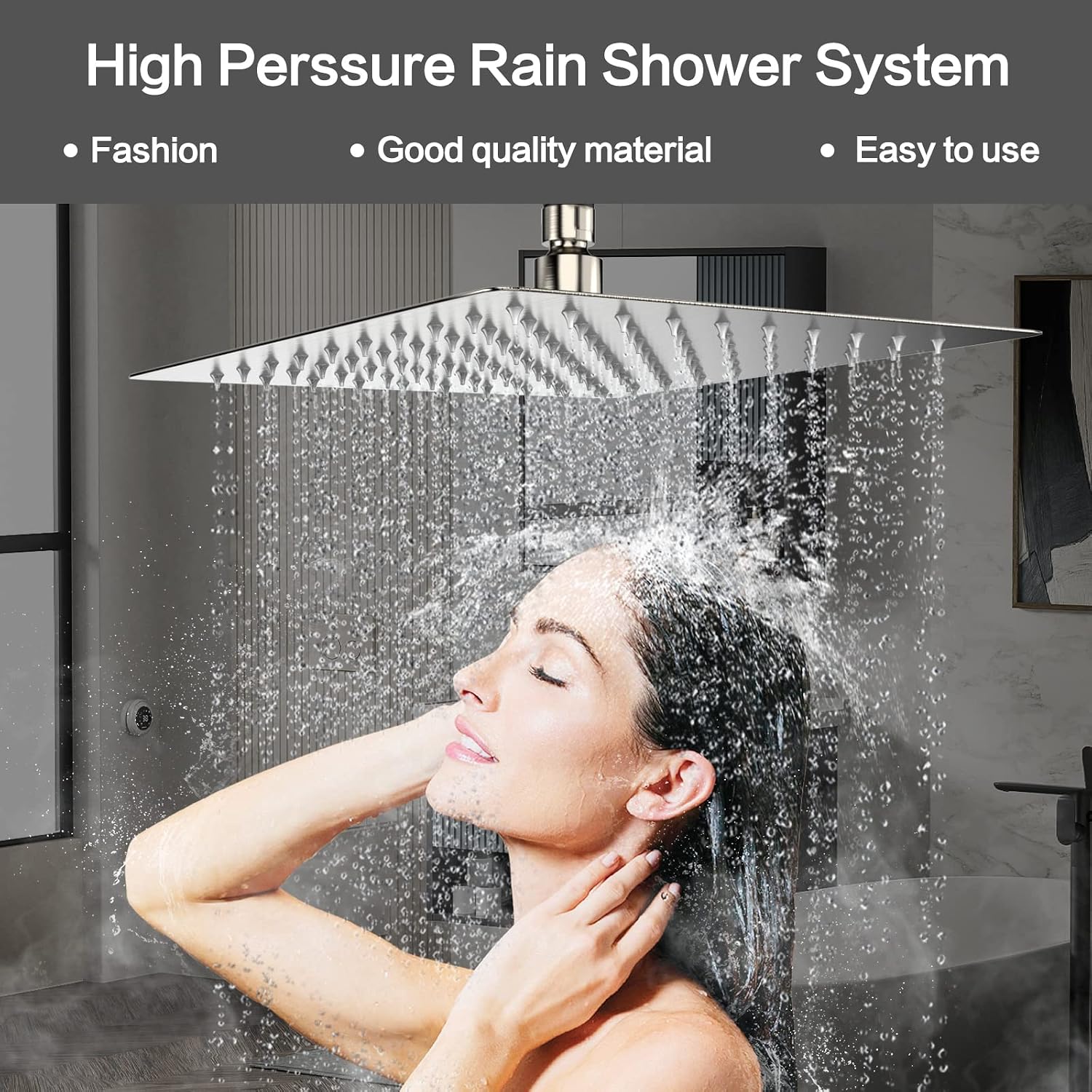 Shower System Rain Shower Faucet Set with Tub Spout,10 inch Bathroom Wall Mounted Waterfall Bathtub Faucet with Handheld Spray and Rough-in Valve Body and Trim kit,Brushed Nickel