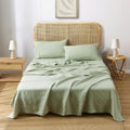 S VICTORY SYMBOL 100% Organic French Natural Linen Bed Sheets,Stone Washed 3 Pieces Sheets Set,Ultra Soft Luxurious Breathable Bedding(Light Green,Twin)