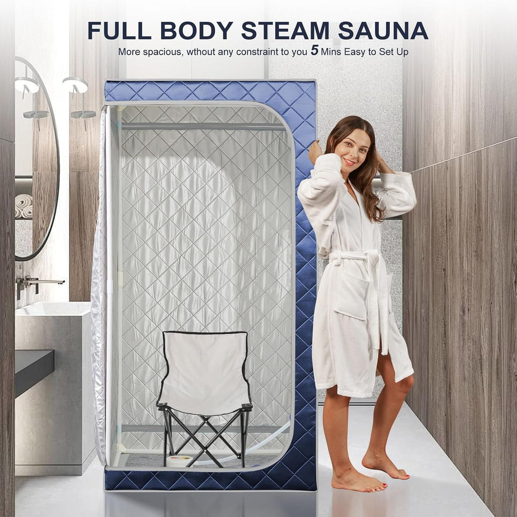 Portable Steam Sauna, Full Size Personal Home Sauna, with 1500W Steam Generator and Timing Control Remote, Foldable Chair, Steam Saunas for Home Spa